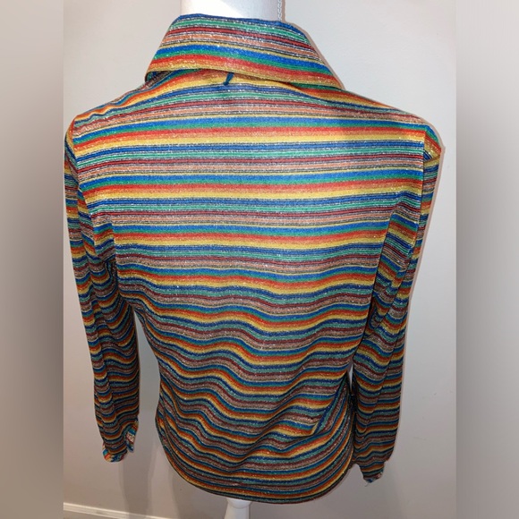 VTG Sparkling Rainbow Long Sleeve Button Women’s Sm Alice Stewart Dressy Blouse - Picture 5 of 10